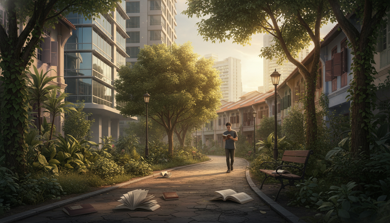 découvrez « marcher entre les lignes », une promenade littéraire immersive à travers singapour dans les épisodes 13 et 14, alliant récit, culture et paysages urbains.