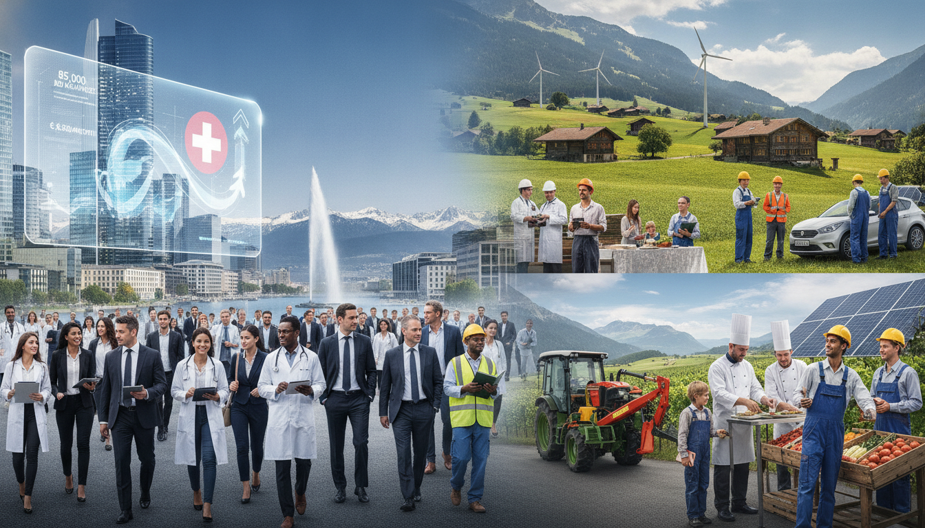 la suisse lance une grande campagne de recrutement urgente avec 85 000 postes disponibles dans 11 secteurs majeurs, offrant des salaires attractifs pouvant atteindre 6 500 € par mois.